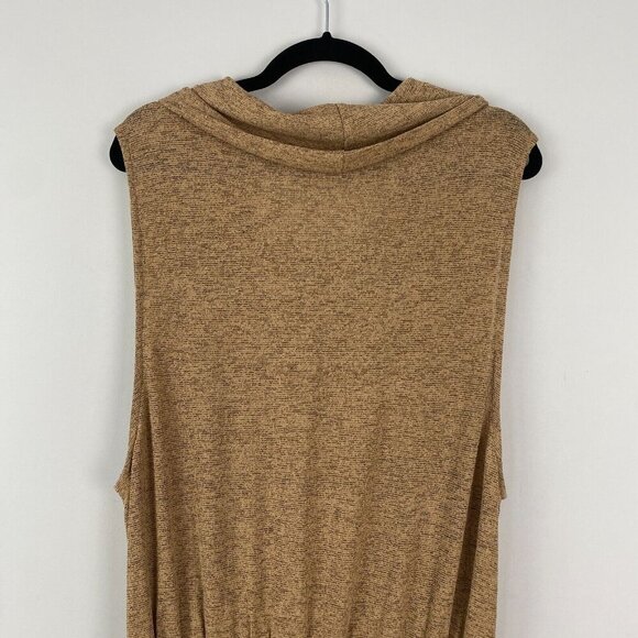 Soft Surroundings Kerry Dress 1X Sleeveless Smocked Waist Cowl Neck Tan - Picture 7 of 10